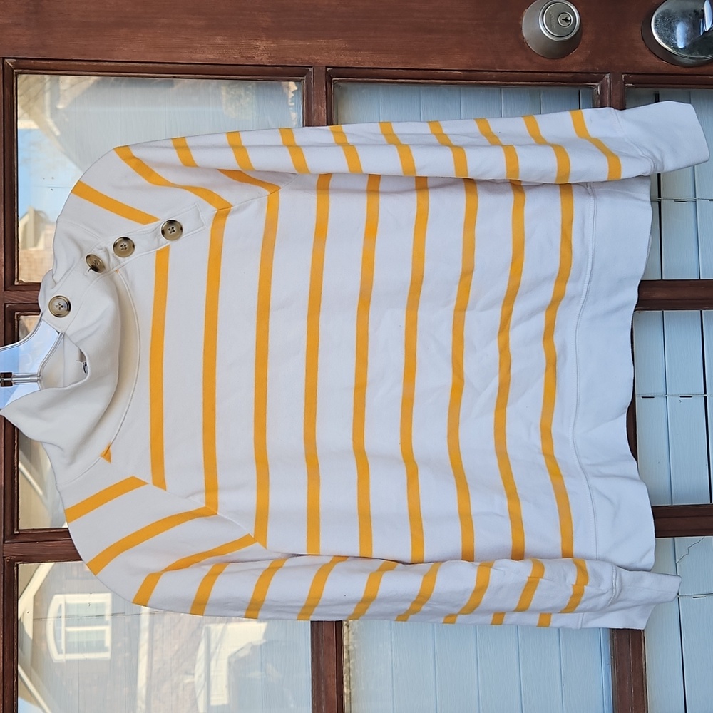 J. Crew Orange Striped Cotton Pullover Sweater - Picture 3 of 5